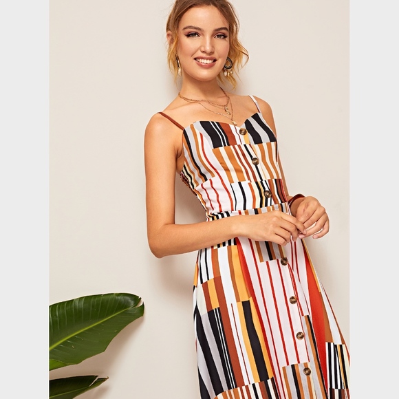 Multicolor Cami Fit & Flare Maxi Summer Dress - Picture 3 of 8